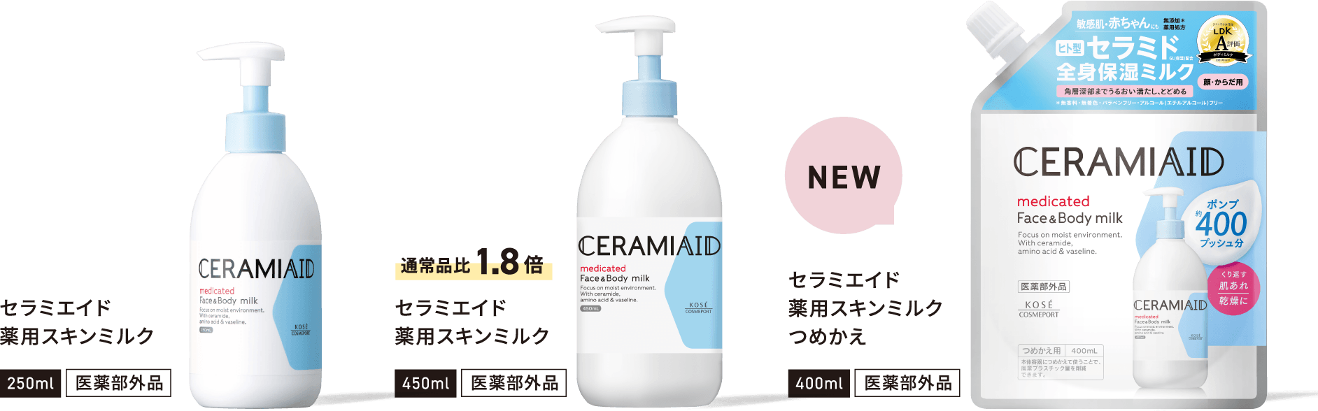 セラミエイド薬用スキンミルク 250ml医薬部外品 | [通常品比1.8倍] 450ml医薬部外品 NEW